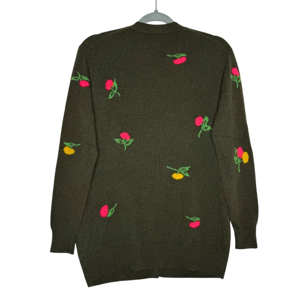 J. Crew Flower Bud Cashmere Button Down Boyfriend Cardigan Sweater Small Cherry - Picture 7 of 7